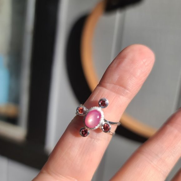 Star ruby & garnet sterling ring sz6.5 - Picture 5 of 10